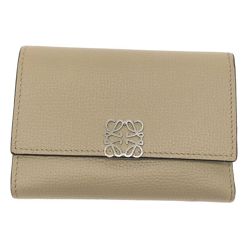 Loewe - Small Vertical Leather Anagram Compact Wallet Purse - Grey - Women