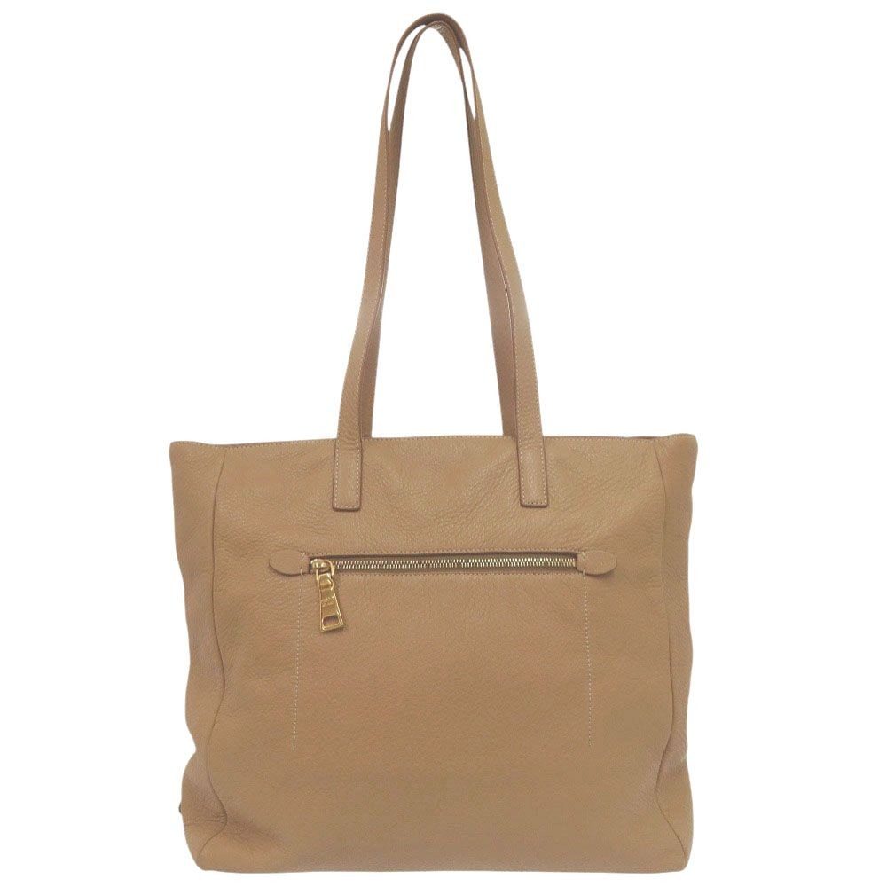 Prada Vitello Daino Gold Leather Brown Tote Shoulder Bag
