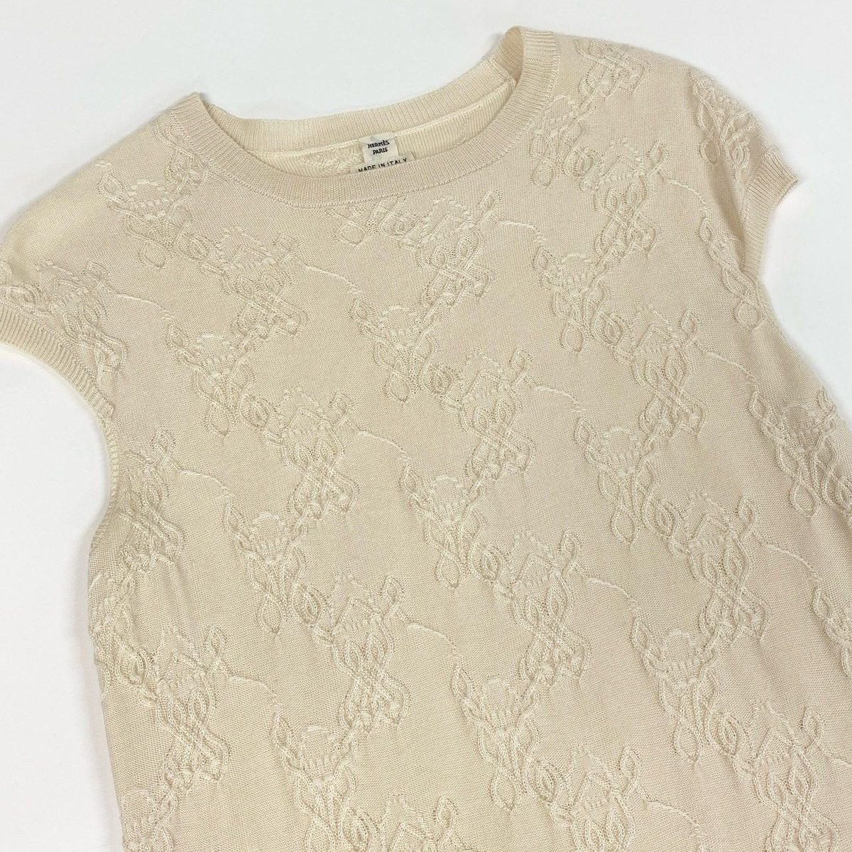 Hermes Id7 French Sleeve Silk Blend Knit Dress 36 Ivory Cashmere Sweater — view 4
