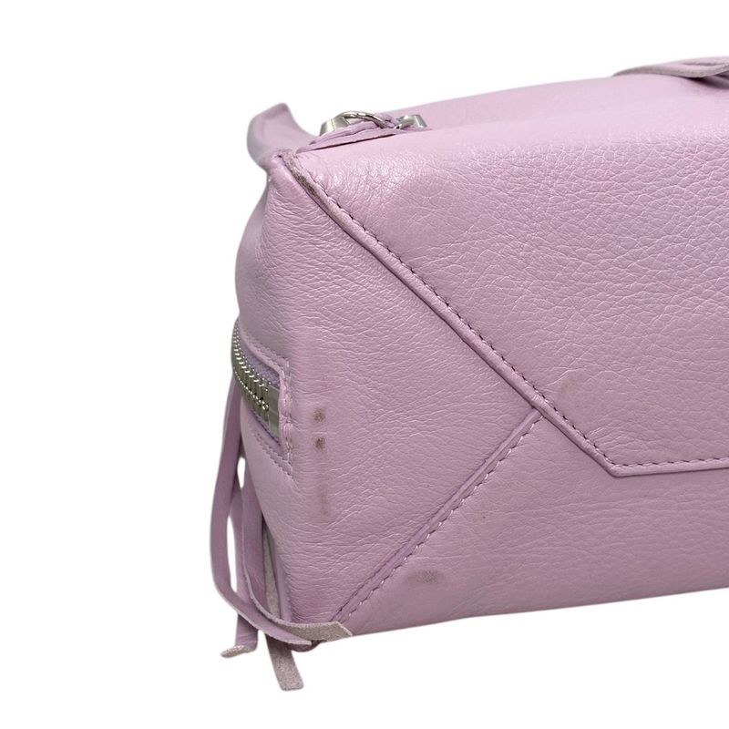 Balenciaga Handbag Shoulder Bag Paper A6 Zip Around 370926 Leather Pink Silver