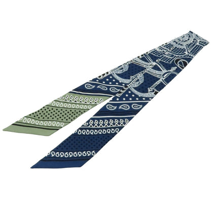 Hermes Twilly Scarf Marine Vert Soji White Silk Apron d'Or Bandana — view 2