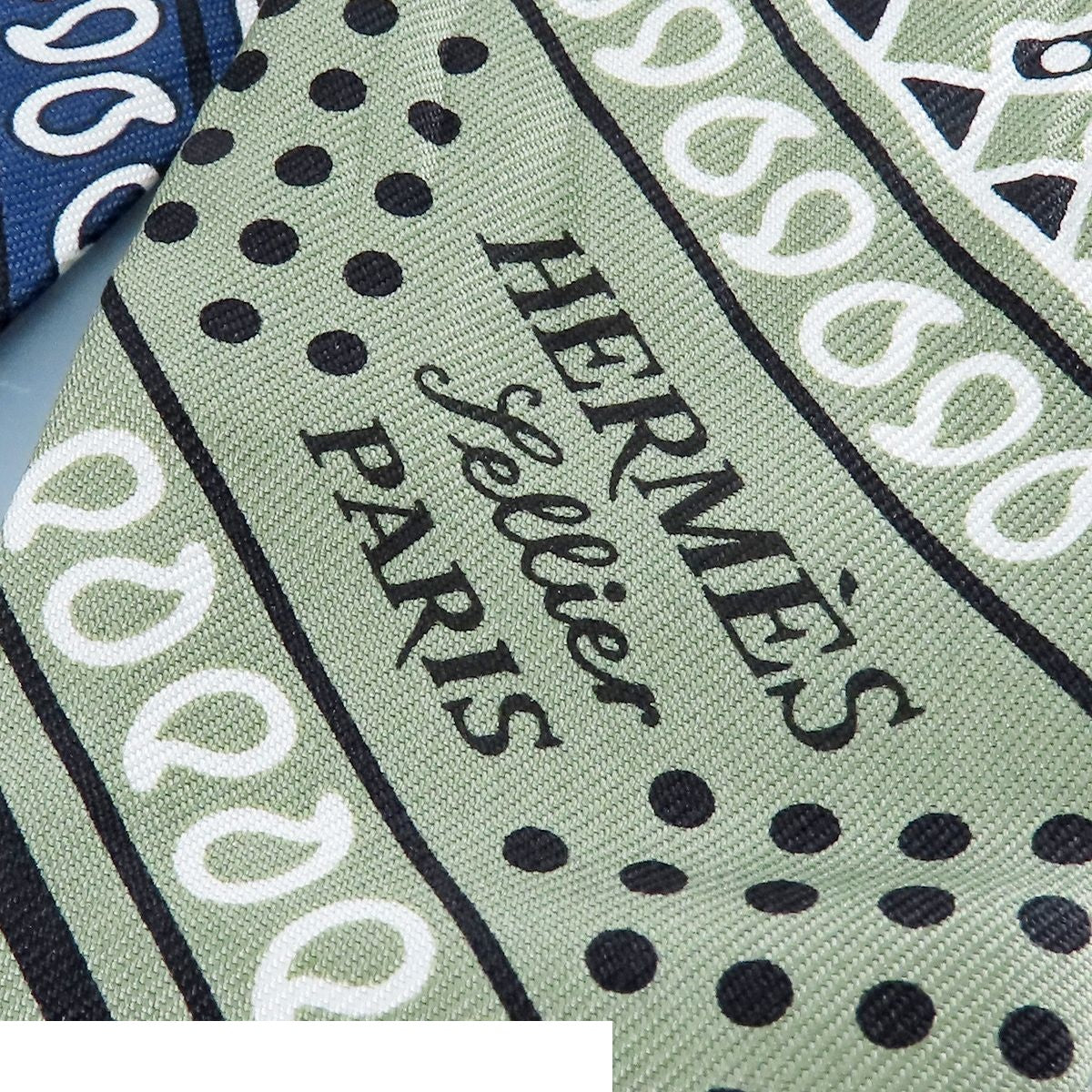 Hermes Twilly Scarf Marine Vert Soji White Silk Apron d'Or Bandana — view 4