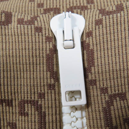 Gucci 23SS 715524 GG Pattern Cropped Front Zip Long Sleeve Top Brown M Made In