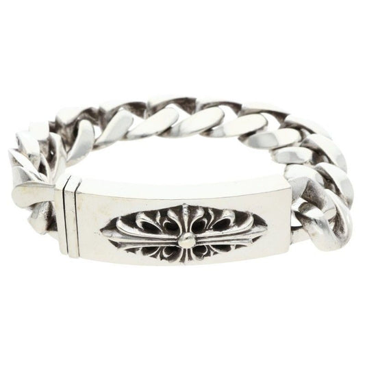 Chrome Hearts ID Floral Crs Cross ID Classic Silver Bracelet
