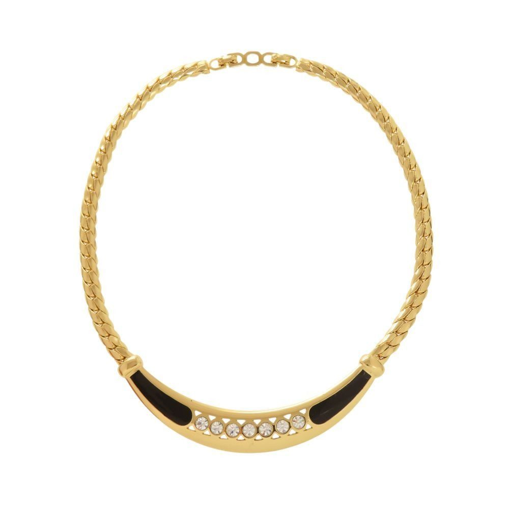 Dior Vintage Choker Necklace Stone Metal Gold