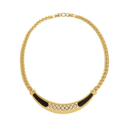 Dior Vintage Choker Necklace Stone Metal Gold