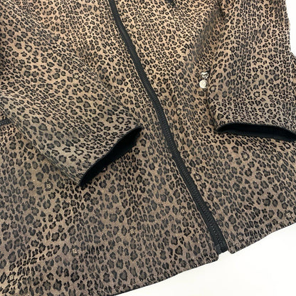 Fendi Ib6 Logo Leopard Pattern Reversible Coat Outer Zip Up Brown — view 6