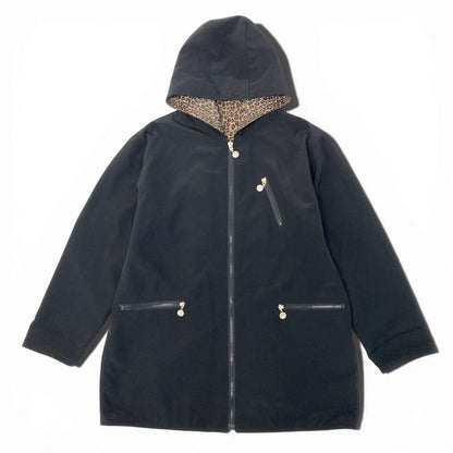 Fendi Ib6 Logo Leopard Pattern Reversible Coat Outer Zip Up Brown — view 7
