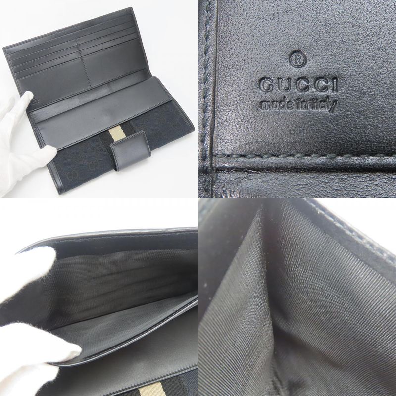 Gucci Long Wallet 035.0416.2180 Webline GG Canvas Black Fold Classic Women Men