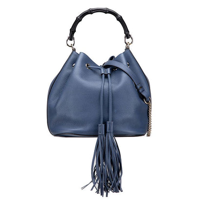 Gucci Bamboo Shoulder Bag Handbag 2WAY 387613 Blue Leather Ladies Gucci