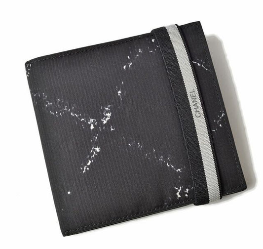 Chanel Preowned Wallet Men's Chanel Foldable Wallet Old Travel Line Black