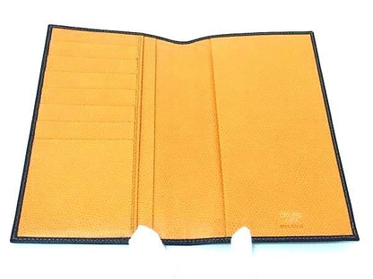 Celine Leather Bifold Long Wallet Men's Women's Navy Bk2603