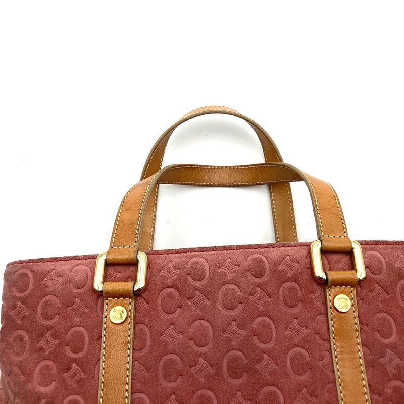 Celine Handbag Tote Bag C Macadam Suede Leather Pink Women's