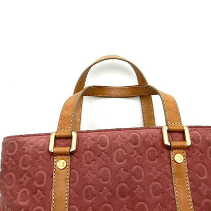 Celine Handbag Tote Bag C Macadam Suede Leather Pink Women's