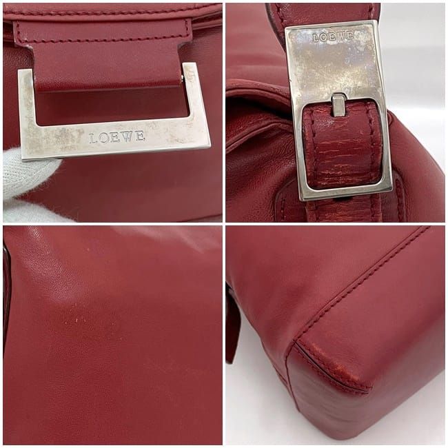 Loewe Semi Shoulder Bag Red Excellent Condition Leather Nappaleather Preowned