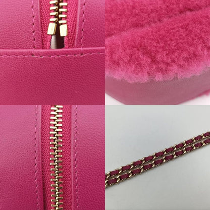 CHANEL  Round Mouton Coco Mark Pink Fur X Leather Ap093228979353