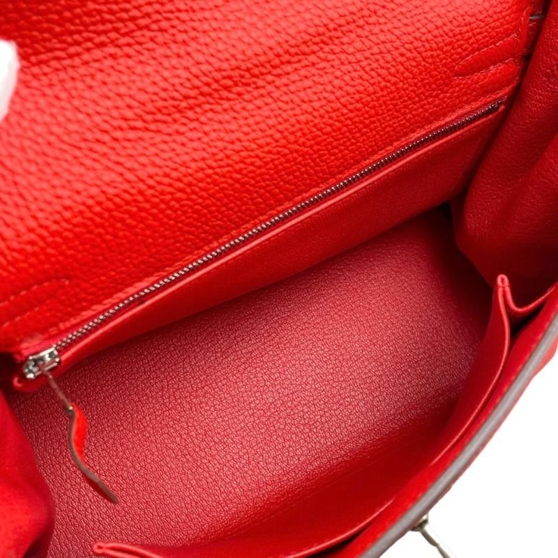 Hermes Handbag Shoulder Bag Kelly 25 D Engraved Rouge Red Silver Hardware