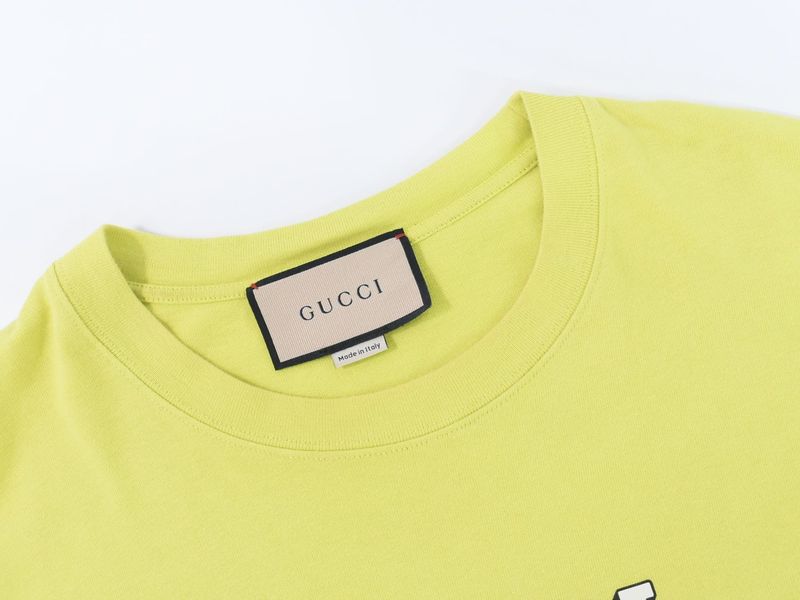 Object Gucci Logo Long T-shirt Long Sleeve Tops M Cotton Neon Yellow Clothing