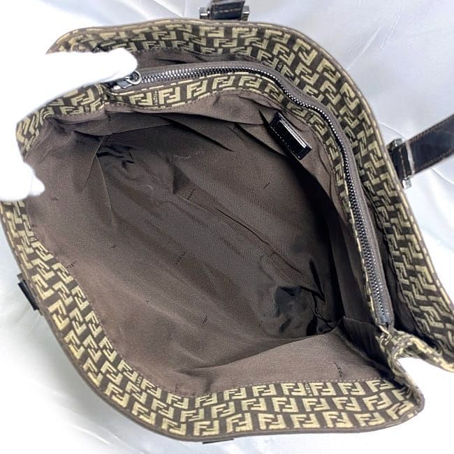 Fendi Tote Bag Brown Beige Zucchino 8bh068 Excellent Condition