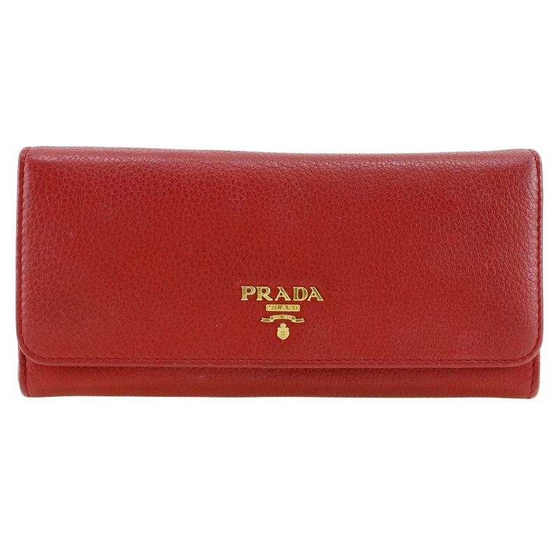 Prada Vittero Dino 1mh132 Leather Red Ladies Long Wallet
