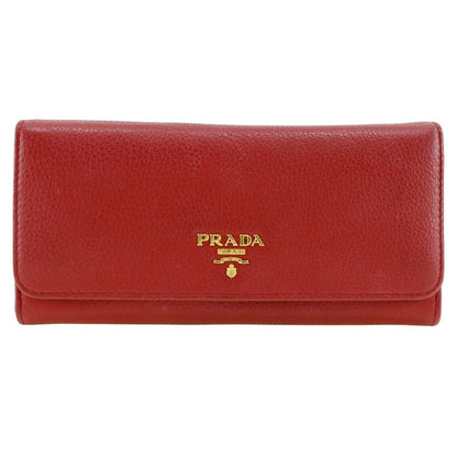 Prada Vittero Dino 1mh132 Leather Red Ladies Long Wallet