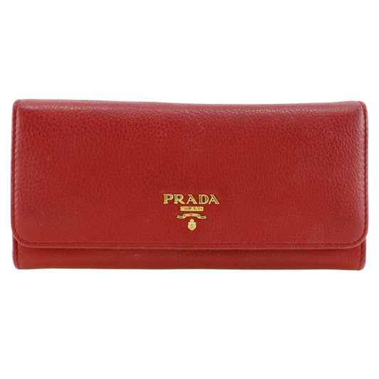 Prada Vittero Dino 1mh132 Leather Red Ladies Long Wallet