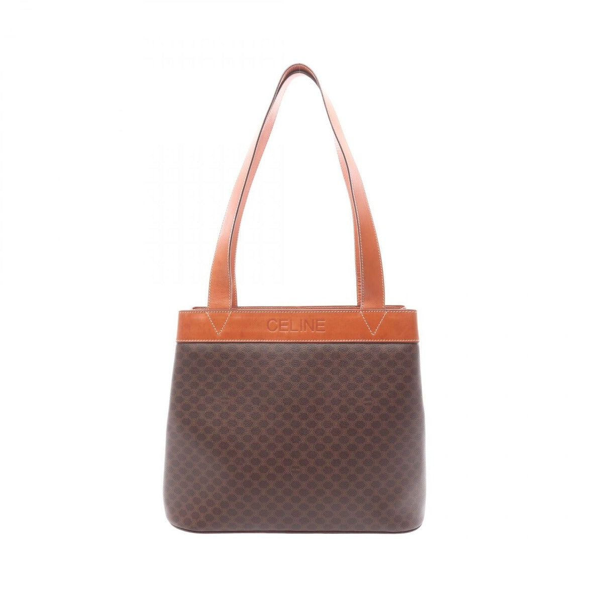 Celine Tote Macadam Dark Brown Canvas Leather