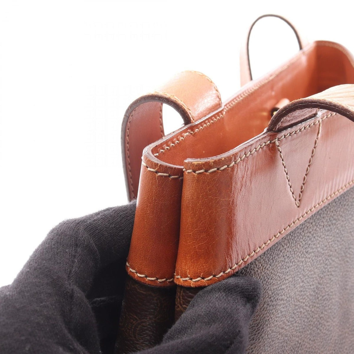Celine Tote Macadam Dark Brown Canvas Leather — view 7
