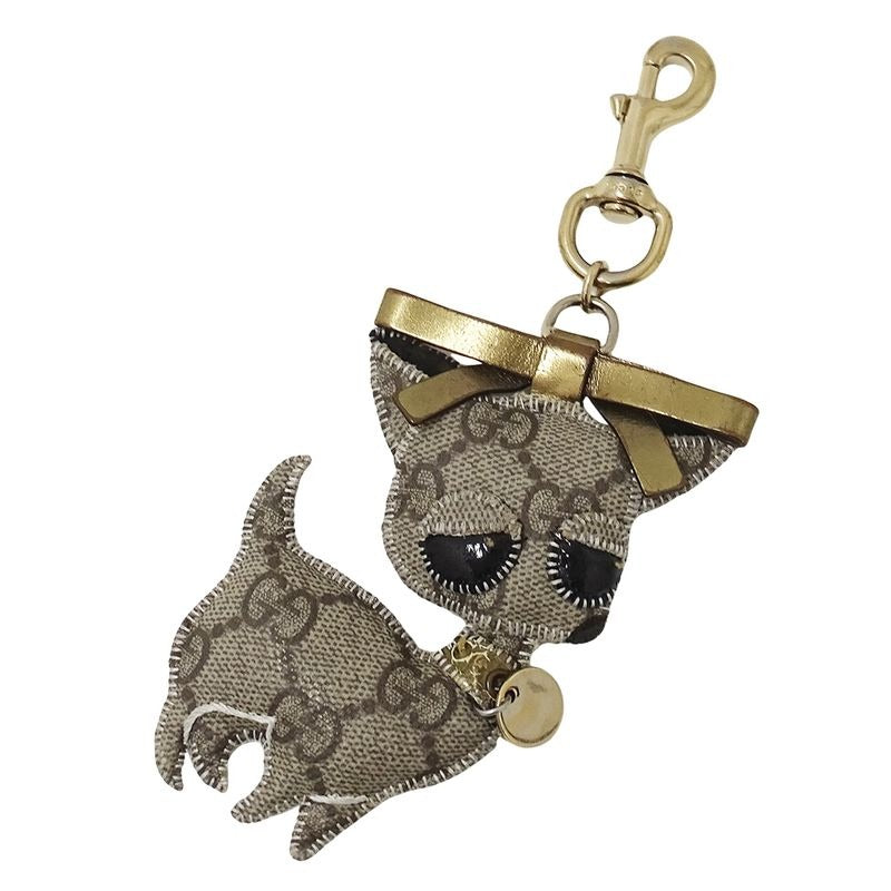Gucci Key Holder Gucciori Chihuahua GG Supreme Beige Brown Dog