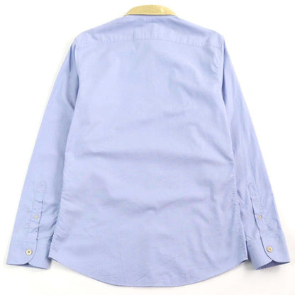 Gucci 521946 100% Cotton Logo Button Collar Silk Long Sleeves Blue Gold 41/16