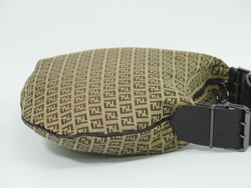 Authentic Fendi Zucchino Shoulder Bag Canvas Beige Brown 8br129 Zucchino Bag