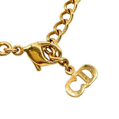 Christian DIOR Necklace Gold Plated Metal Gold Plated Metal Vintage CD Logo Gold