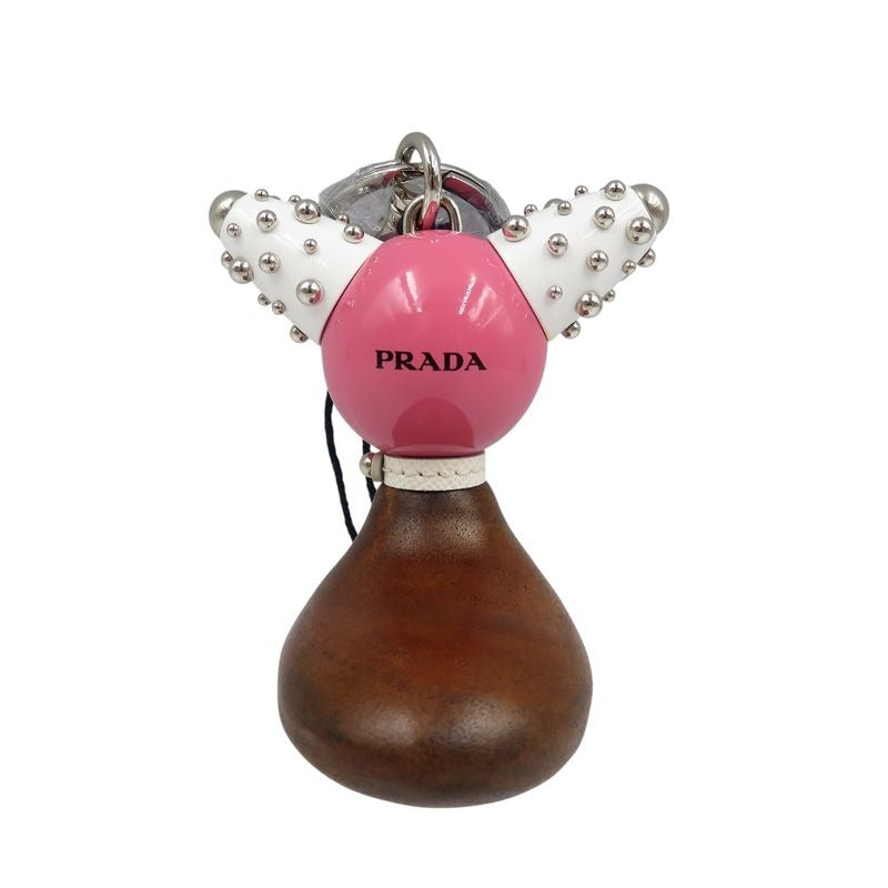 Prada Trick Robot 1 Tr062 Metal Wood Silver Hardware Beconia Brown White Key