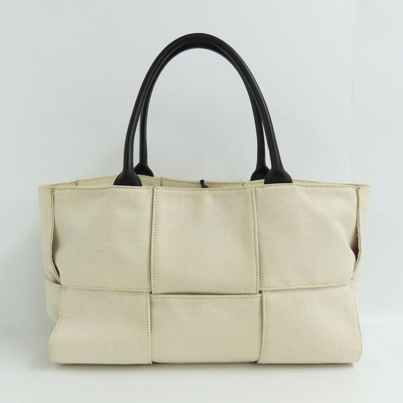 Bottega Veneta Arco Medium Tote Bag Intrecciato Beige White Canvas