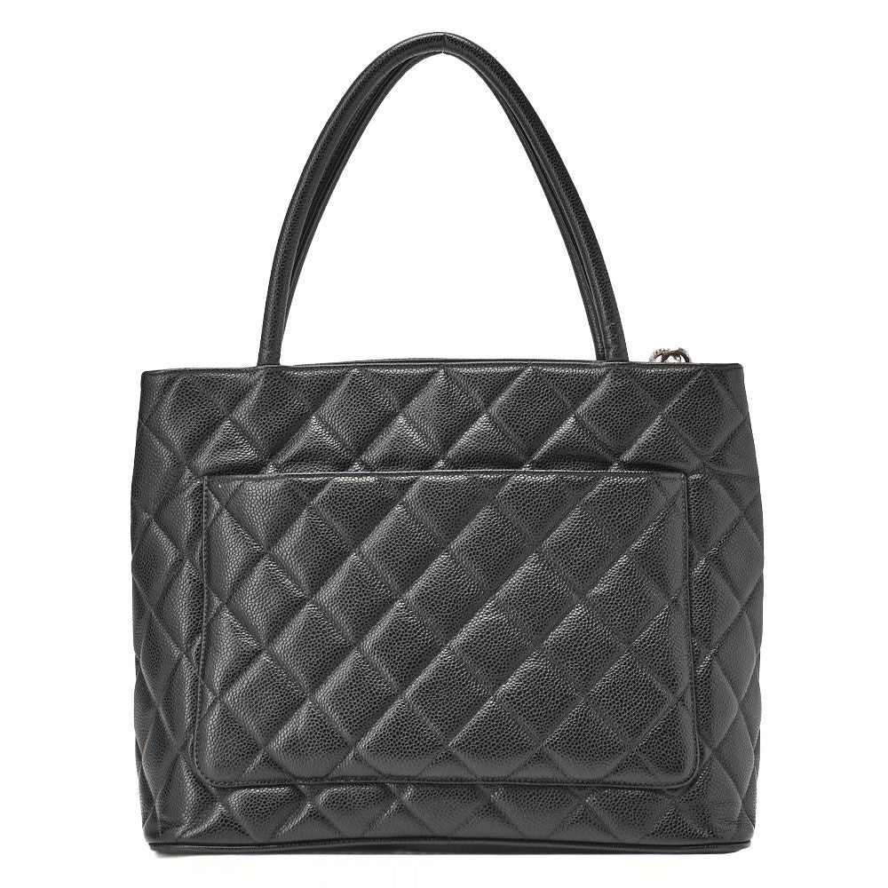 Chanel Matelasse Reprint Tote Caviar Skin Black With Silver Hardware Women's