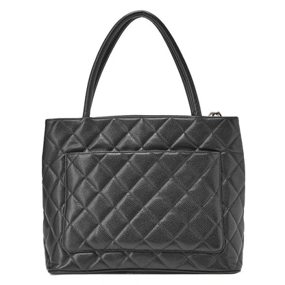 Chanel Matelasse Reprint Tote Caviar Skin Black With Silver Hardware Women's