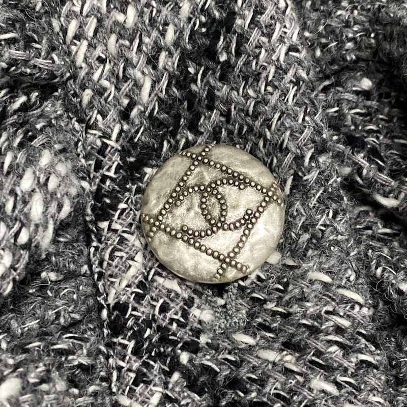 Chanel Jacket Size 40 M Women - P60828 Gray X Black X White Long Sleeve / Tweed