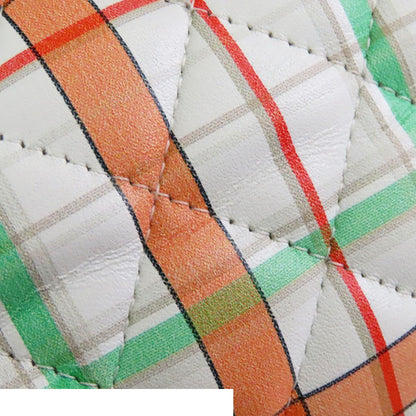 Chanel Single Flap Bag White Orange Green Leather Mini Quilted 20 Plaid Chain — view 6
