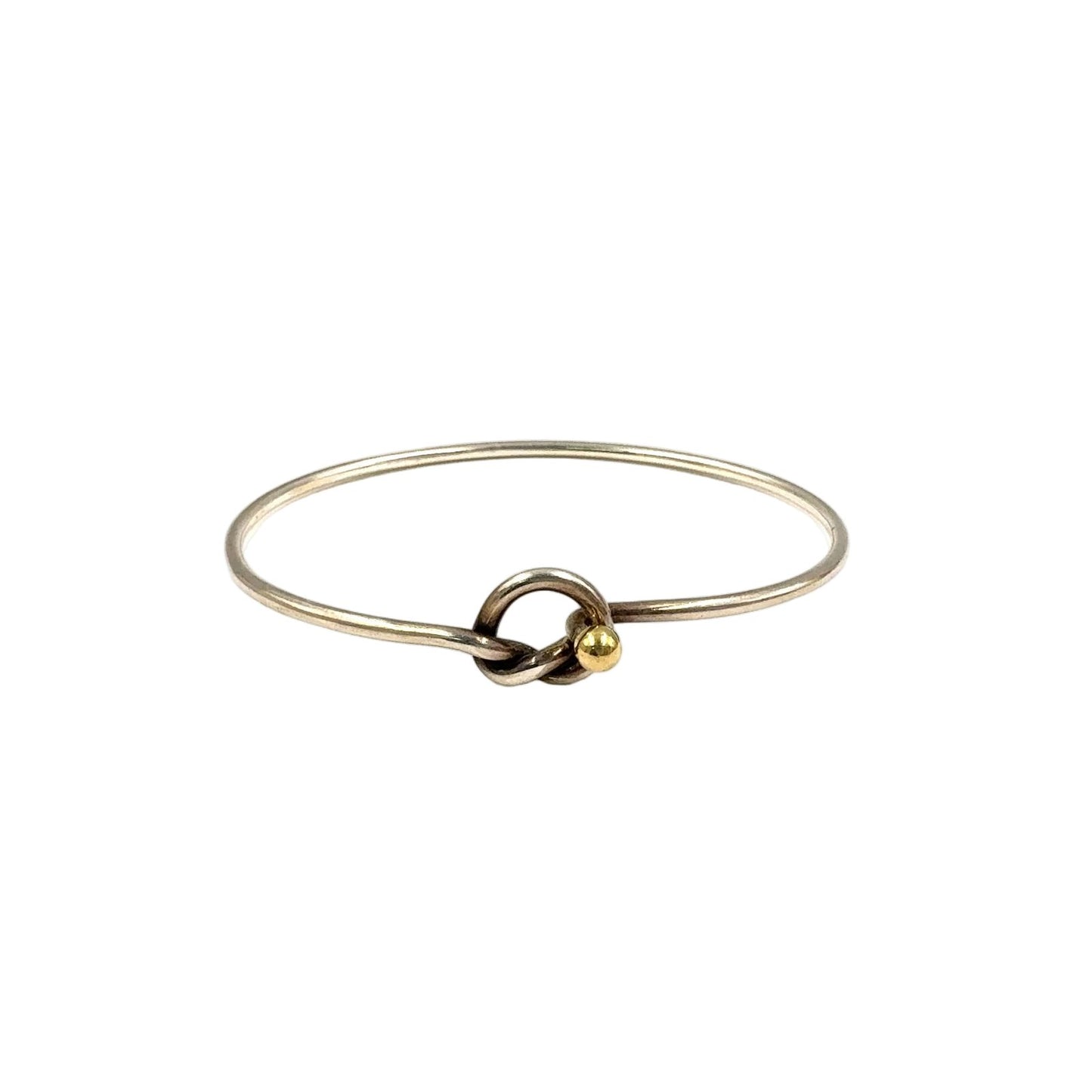 Tiffany & Co Love Knot 18k Yellow Gold Silver Bangle Bracelet