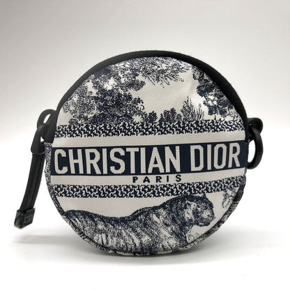 Christian DIOR Toile De Jouy Coin Case White/blue Taiga - Tiger Fabric Women's