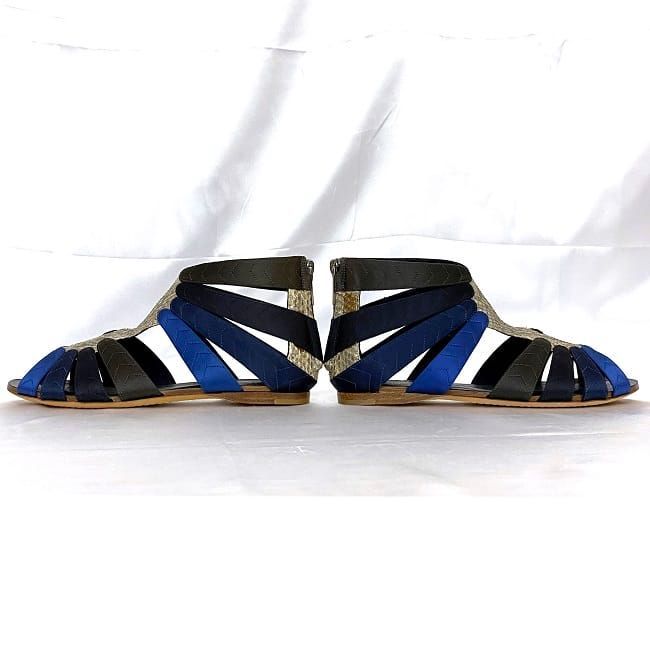 Christian Dior Gurkha Sandals Silver Blue Navy