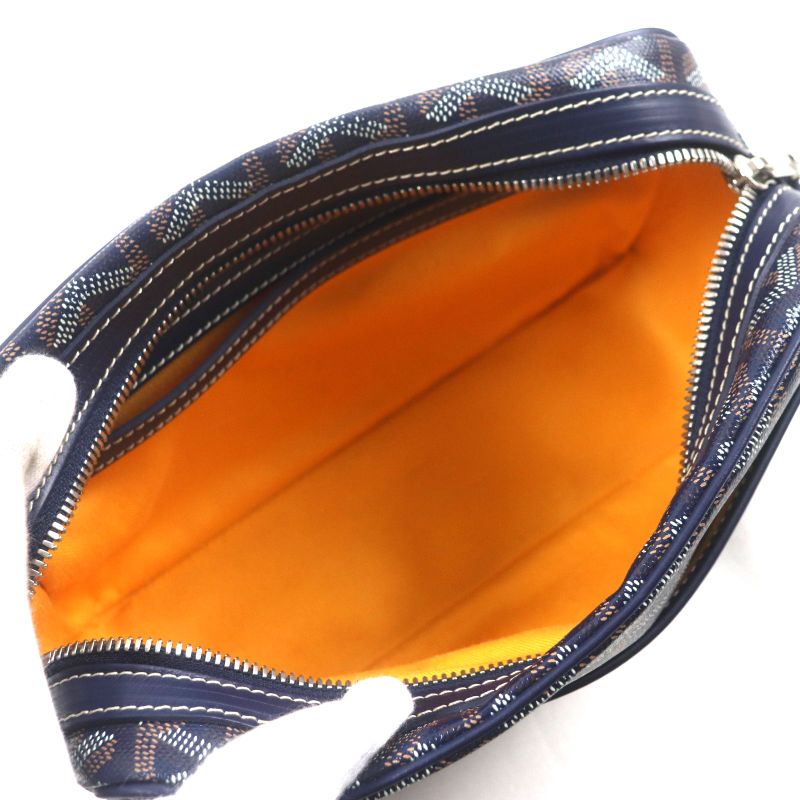 goyard Cupveil PM Canvas Leather Allover Logo Square Shoulder Bag Navy Storage