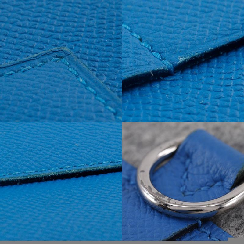 Hermes Toudou 37 Felt And Vaux Epson Blue Zanzibar Blue/gray A Unisex Clutch Bag