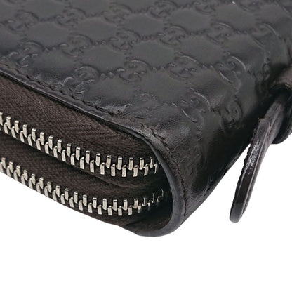 Gucci Micro Shimmer Clutch Bag Organizer Long Wallet Leather Dark Brown