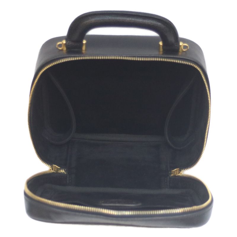 Chanel No 5 Black Caviar Skin Ghardware 2WAY Vanity Shoulder Bag Vanity Bag