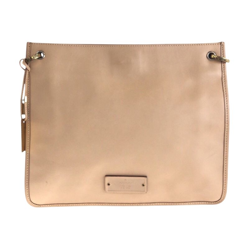 Gucci Beige Gold Hardware Leather 91762 Shoulder Bag Pochette Women 504893