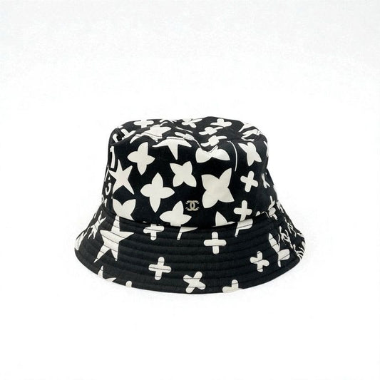 Chanel Hat Cotton Black White Bucket Coco Mark Logo