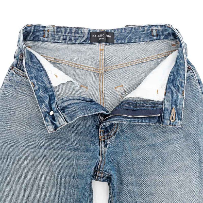 Balenciaga Denim Pants Damage XXS Size Blue Trousers Women's Apparel