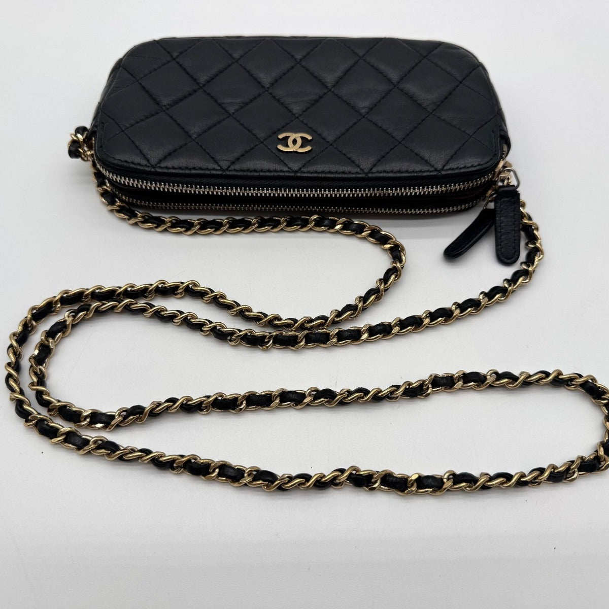Chanel Super Chain Wallet Shoulder Bag Quilted Lambskin CC Logo Gold Leather — view 16