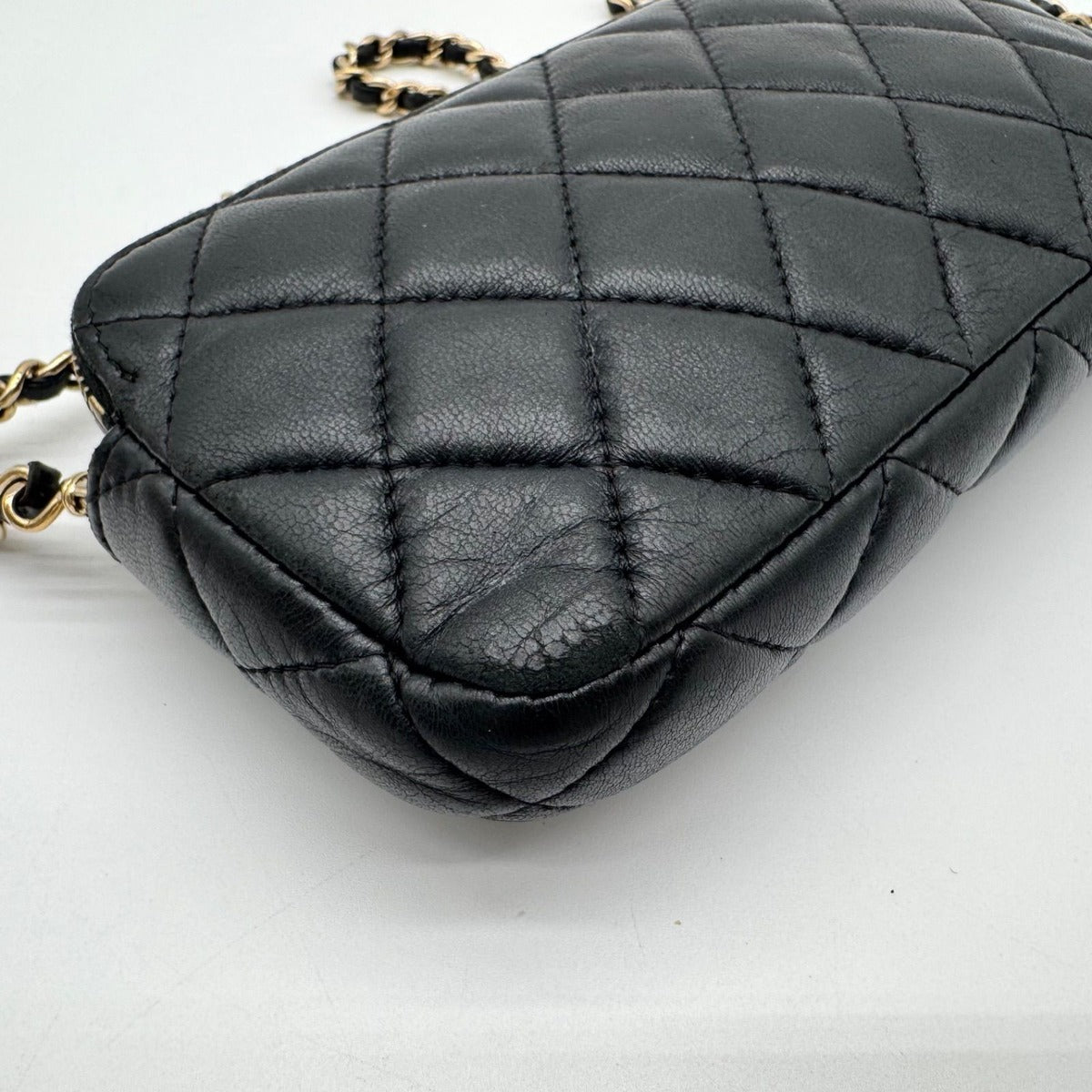 Chanel Super Chain Wallet Shoulder Bag Quilted Lambskin CC Logo Gold Leather — view 9